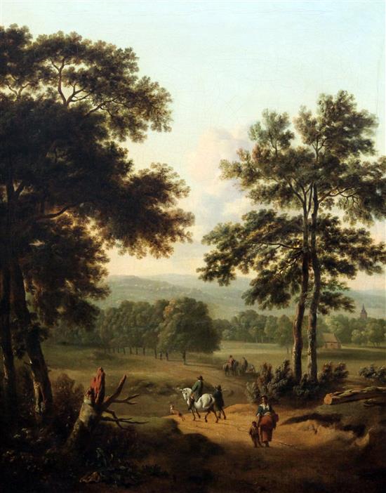 Attributed to Isaac de Moucheron, oil Travellers in a wooded landscape(-)